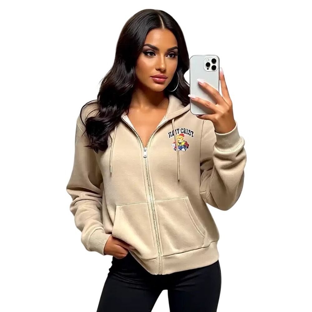 Angel Cult‎ FleeceTeddy Bear West Coast Zip Up Hoodie Size L